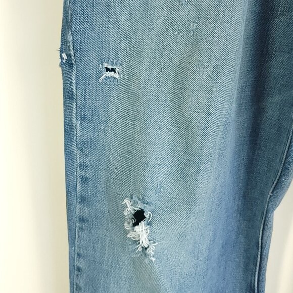 Ariat Jeans Men's 38x32 Blue Fade Denim Relaxed Boot Distressed Destroyed - Picture 3 of 12